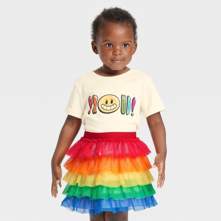 No Brand Pride Toddler Proud Short Sleeve Round Neck T-shirt - Cream