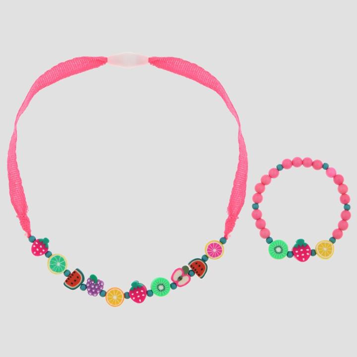 Toddler Girls' Fruit Beaded Necklace And Bracelet Set - Cat & Jack Pink
