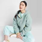 Women's Half-zip Sherpa Anorak Jacket - Wild Fable Teal Blue