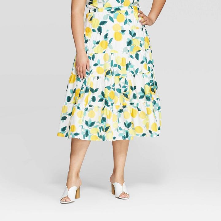 Women's Plus Size Mid-rise A Line Midi Skirt - Who What Wear Yellow