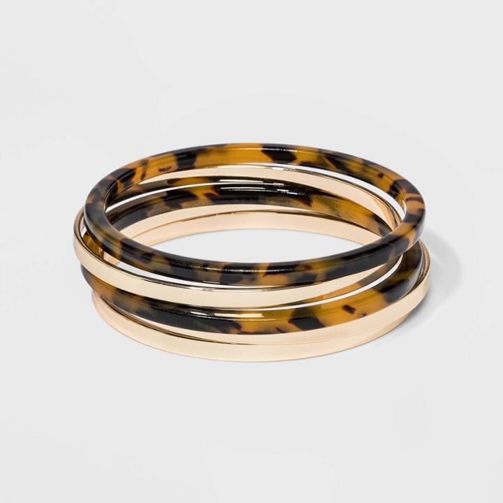 Target Bangle Bracelet 5pc - A New Day Tortoise/gold