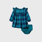 Baby Girls' Flannel Ruffle Mid Tier Dress - Cat & Jack Blue Newborn