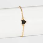 Sugarfix By Baublebar Druzy Heart Charm Chain Link Bracelet - Black, Women's