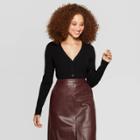 Women's Casual Fit Front Button-down Long Sleeve V-neck Cardigan - A New Day Black