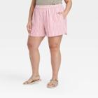 Women's Plus Size Striped High-rise Pull-on Shorts - Universal Thread Pink