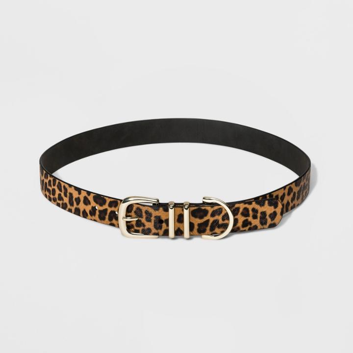 Women's Double Loop Exotic Belt - Wild Fable Leopard Print S,