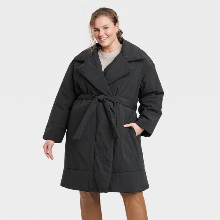 Women's Plus Size Wrap Jacket - A New Day Black