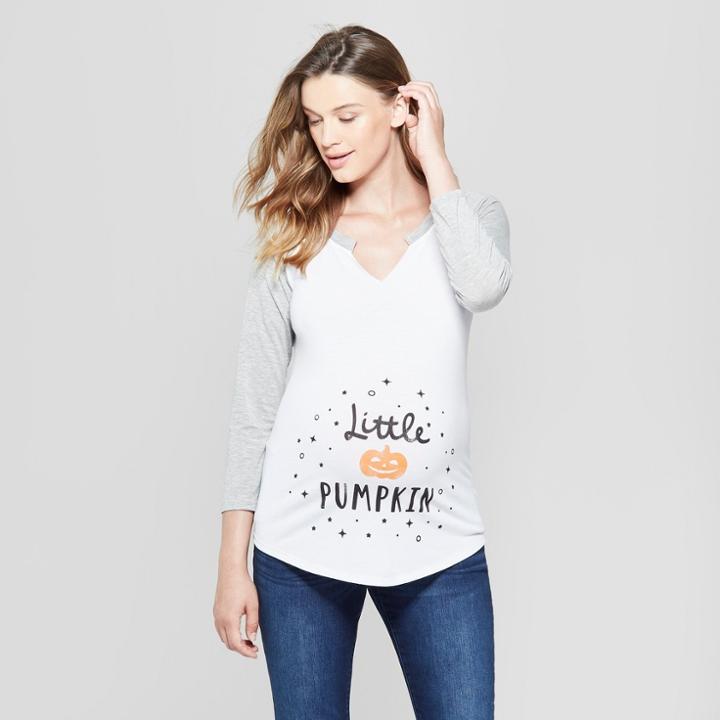 Maternity Little Pumpkin 3/4 Sleeve T-shirt - Isabel Maternity By Ingrid & Isabel White