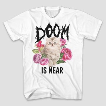 Mad Engine Men's Doom Is Near Kitten Short Sleeve Graphic T-shirt - White