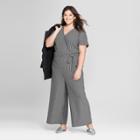 Women's Plus Size Striped Knit Jumpsuit - A New Day Black/white X