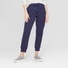 Women's Ankle Length Knit Jogger Pants - A New Day Navy (blue)