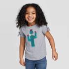 Petitetoddler Girls' Short Sleeve Sequin Cactus T-shirt - Cat & Jack Gray 12m, Toddler Girl's