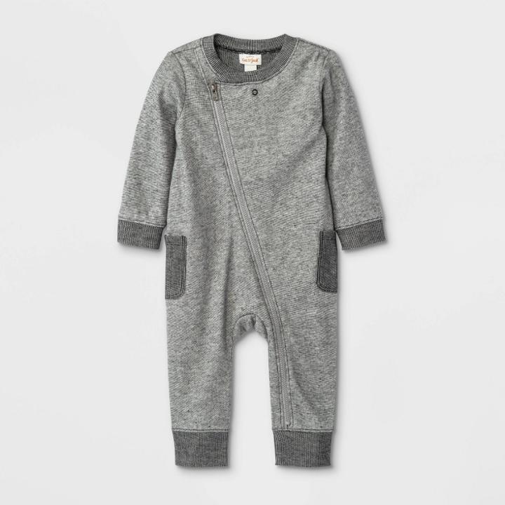 Baby Boys' Moto Romper - Cat & Jack Black Heather Newborn