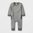 Baby Boys' Moto Romper - Cat & Jack Black Heather Newborn
