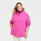 Women's Plus Size Quilted Hooded Sweatshirt - Universal Thread Pink