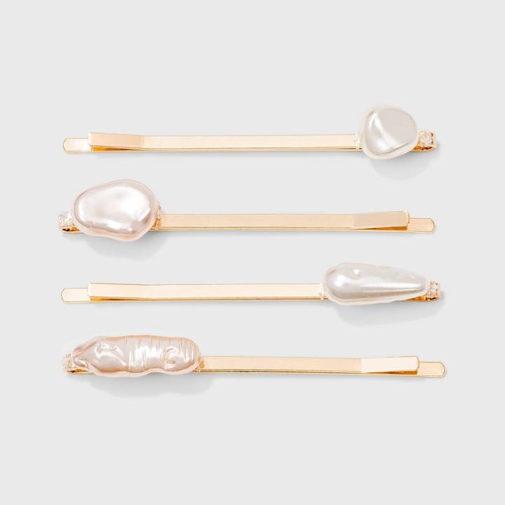 Irregular Shape Pearl Charm Bobby Pin Set - A New Day Ivory