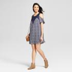 Women's Floral Print Short Sleeve Crochet Cold Shoulder Dress - Knox Rose Navy