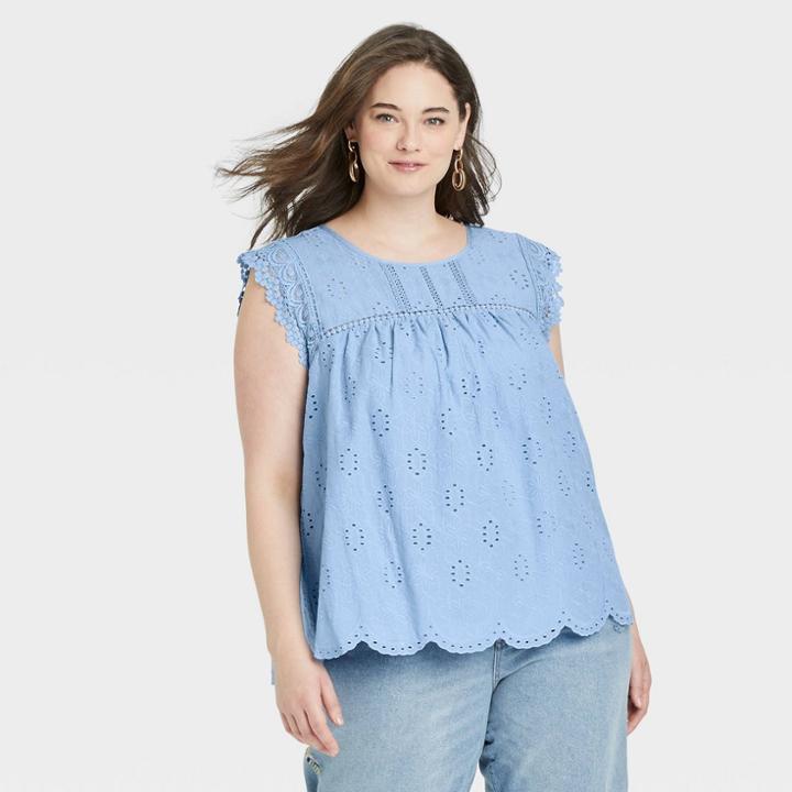 Women's Plus Size Eyelet Tank Top - Knox Rose
