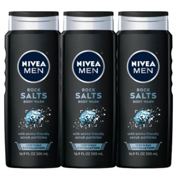 Nivea Men Deep Clean Rock Salts Exfoliating Body Wash - 3pk/16.9 Fl Oz