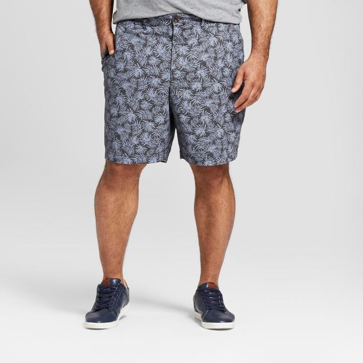 Men's Big & Tall 9 Printed Linden Flat Front Shorts - Goodfellow & Co Railraod Gray 52, Railroad Gray