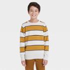 Boys' Rugby Striped Crew Neck Sweater - Cat & Jack Gold/cream