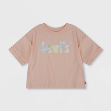 Levi's Girls' Rolled Cuff Short Sleeve Graphic T-shirt - Peach