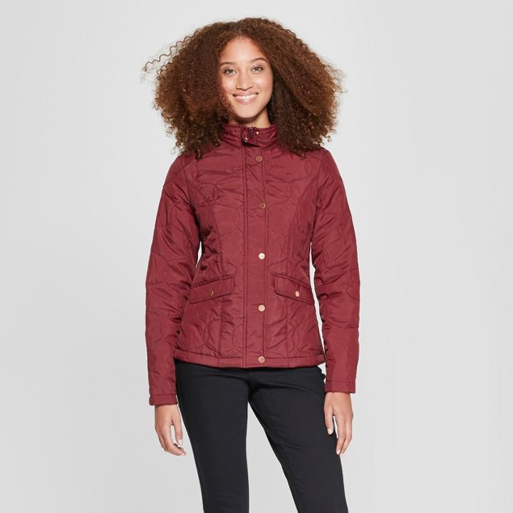 Women's Quilted Jacket - A New Day Burgundy (red)