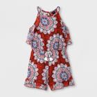 Girls' High Neck Cold Shoulder Romper - Art Class Red