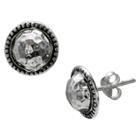 Target Women's Oxidized And Polished Stud Earrings In Sterling Silver -