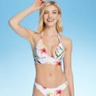 Women's Long Line Triangle Halter Bikini Top - Shade & Shore White Floral S, Women's, Size: