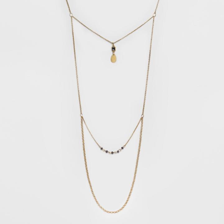 Swag Chain, Glitzy, And Square Stone Long Necklace - A New Day Gold/blue