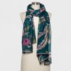 Women's Floral Print Recycled Oblong Scarf - A New Day Green