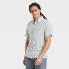 Men's Striped Regular Fit Short Sleeve Button-down Shirt - Goodfellow & Co Green/white