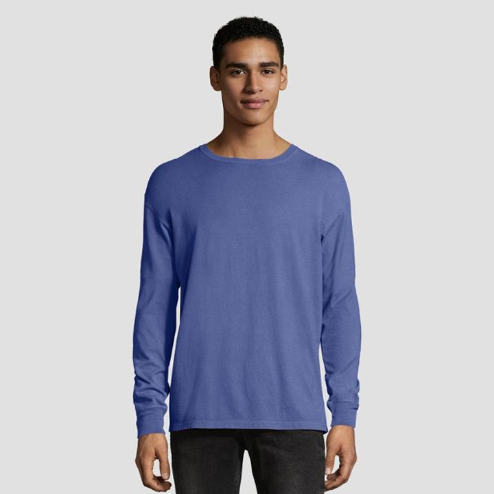 Hanes 1901 Men's Big & Tall Long Sleeve T-shirt - Deep Blue