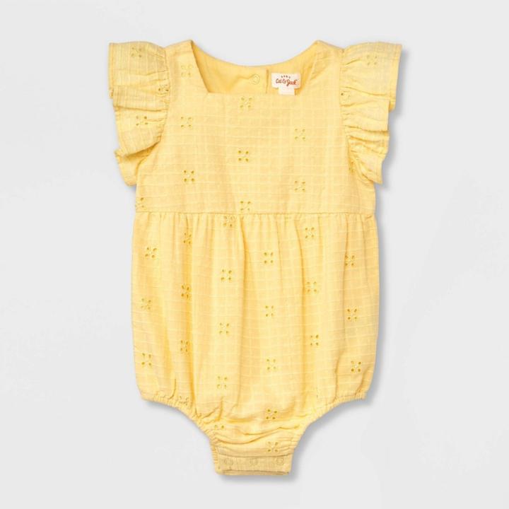 Baby Girls' Eyelet Romper - Cat & Jack Yellow Newborn