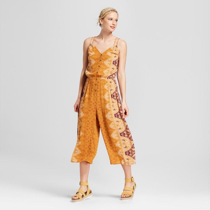 Women's Strappy Button Front Jumpsuit - Xhilaration Gold