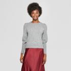 Women's Pleat Sleeve Pullover Sweater - A New Day Gray