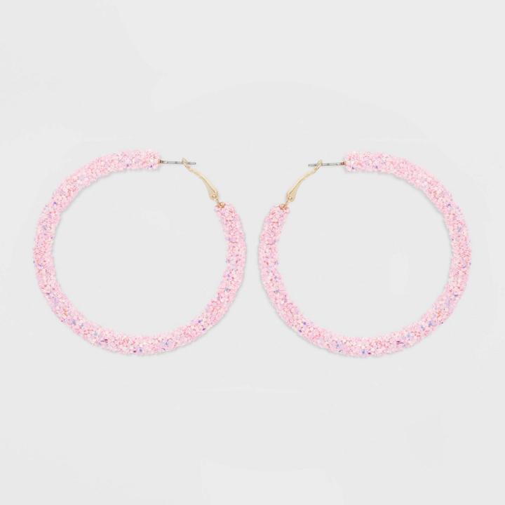 Glitter Paper Post Hoop Earrings - Wild Fable Pink, Women's
