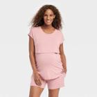 Nursing Top And Shorts Sleep Maternity Pajama Set - Isabel Maternity By Ingrid & Isabel Pink