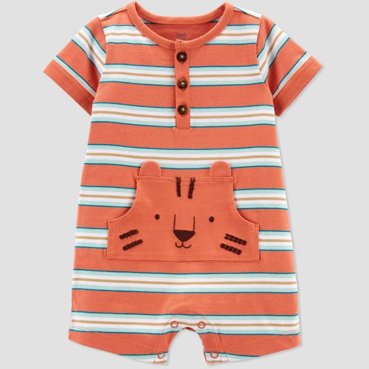 Baby Boys' Tiger Striped Romper - Just One You Made By Carter's Orange
