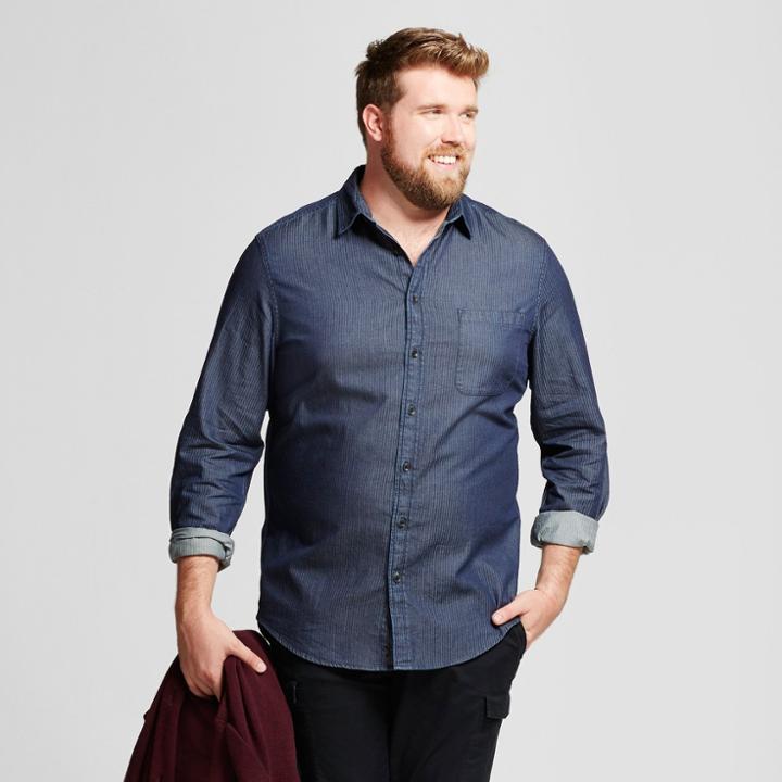Men's Big & Tall Standard Fit Denim Shirt - Goodfellow & Co Dark Wash