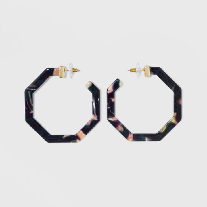 Sugarfix By Baublebar Geometric Resin Hoop Earrings - Navy, Girl's