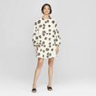 Women's Floral Print Long Sleeve Flowy Tiered Mini Babydoll Dress - Who What Wear White