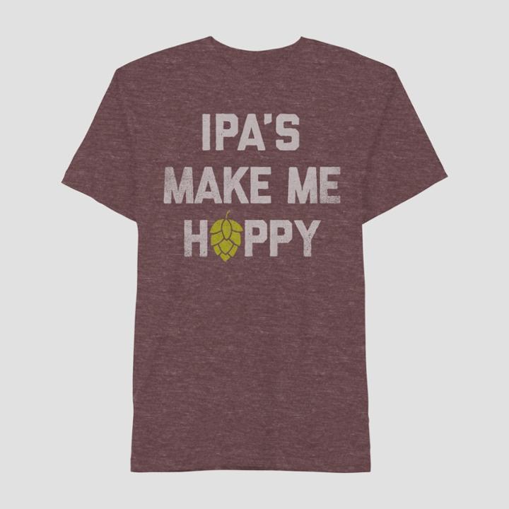 Men's Short Sleeve Ipa's Make Me Hoppy Graphic T-shirt - Awake Burgundy
