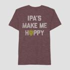 Men's Short Sleeve Ipa's Make Me Hoppy Graphic T-shirt - Awake Burgundy
