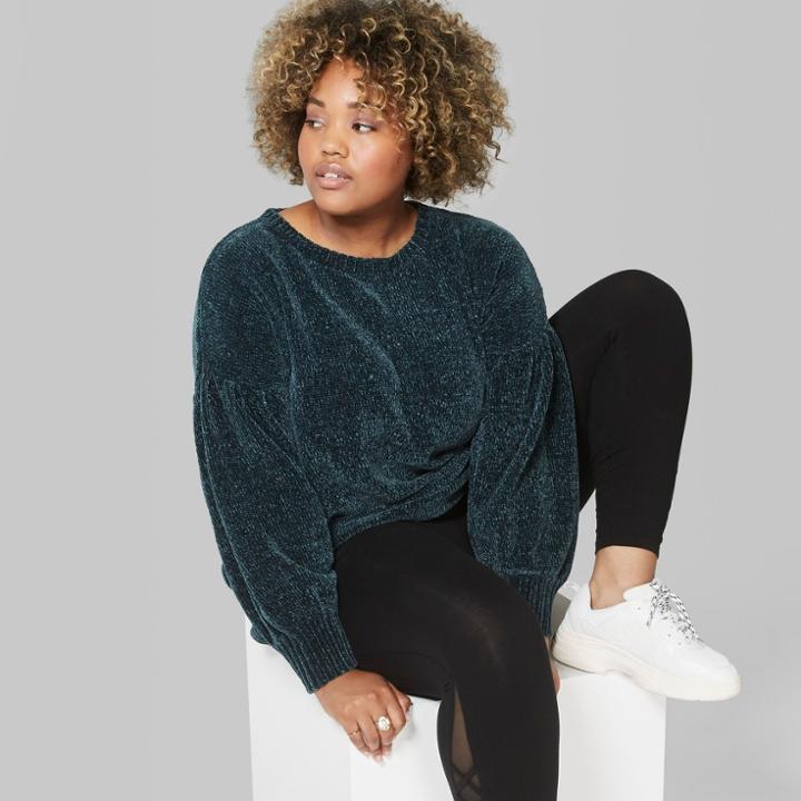 Women's Plus Size Scoop Neck Long Sleeve Tunic - Wild Fable Green 1x, Brunswick Green