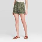 Women's Camo Print Mid-rise Utility Shorts - Knox Rose Olive Xs, Women's, Green