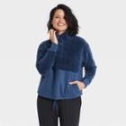 Women's Snap Front Cozy Sherpa Pullover Sweatshirt - All In Motion Deep Blue