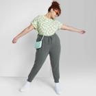 Women's Plus Size High-rise Slim Fit French Terry Jogger Pants - Wild Fable Gray