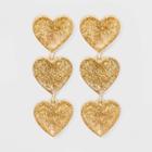 Sugarfix By Baublebar Glittering Tiered Heart Earrings - Gold Glitter, Women's